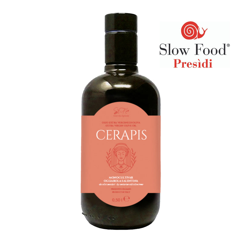 CERAPIS - Huile d'olive extra vierge MONOCULTIVAR OGLIAROLA SALENTINA - Bouteille de 0,5 litre